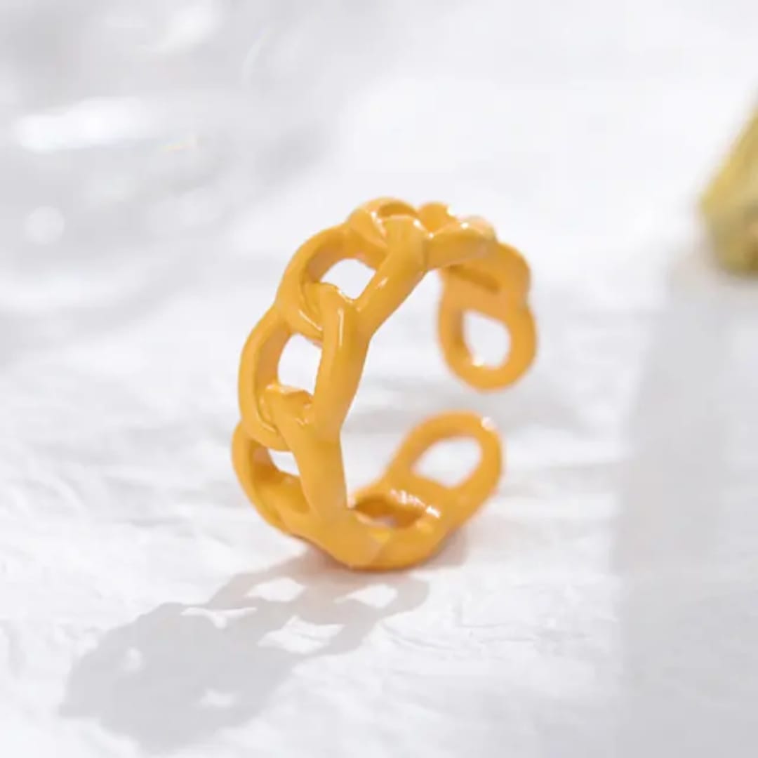 BRJ-180 Metal Funky Korean Rings –White