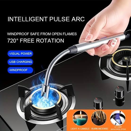 360° Outdoor Kitchen Lighter – USB Rechargeable Electronic Arc Lighter with Flexible Neck, Safety Lock, Windproof & Eco-Friendly Design (Random Colors)