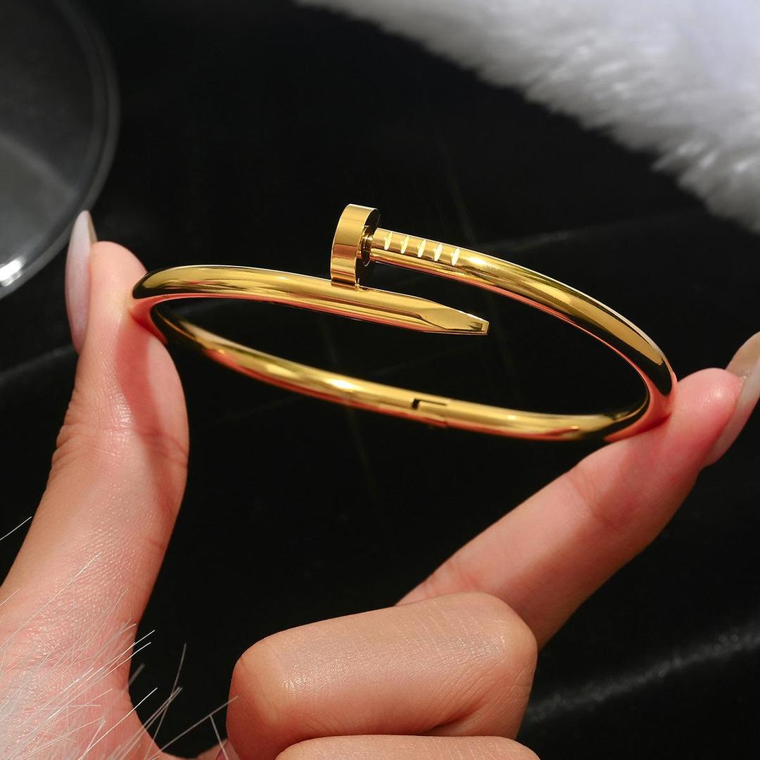 Nail Bracelet keel Kara Bracelet for Girls and Women For Women Daily Wear - golden