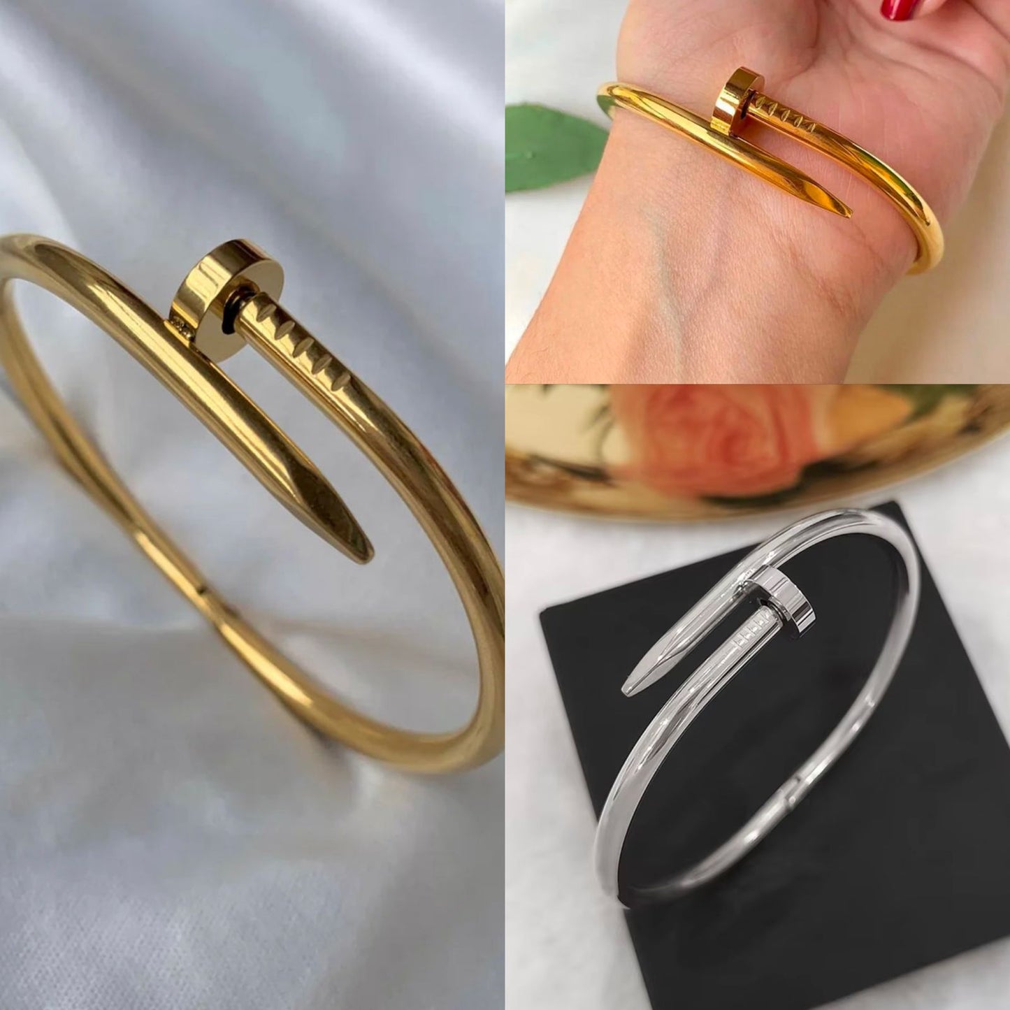 Nail Bracelet keel Kara Bracelet for Girls and Women For Women Daily Wear - golden