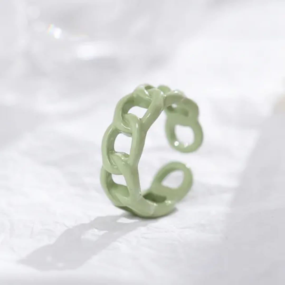 BRJ-180 Metal Funky Korean Rings –White