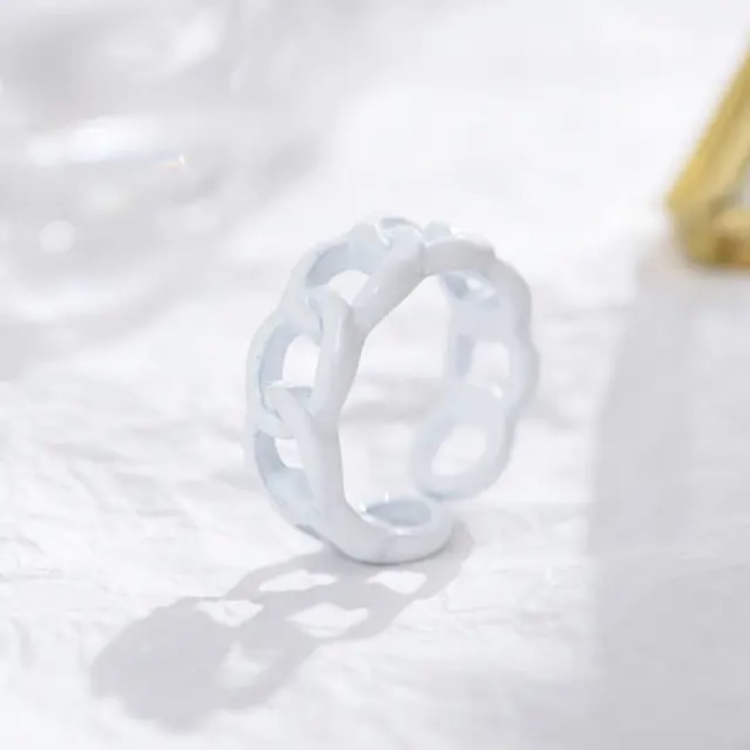 BRJ-180 Metal Funky Korean Rings –White