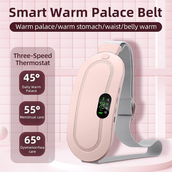 Portable Menstrual Heating Pad Belt for Women – Electric Period Pain Relief Massager with 3 Heat Levels & 4 Massage Modes (Flower Box)