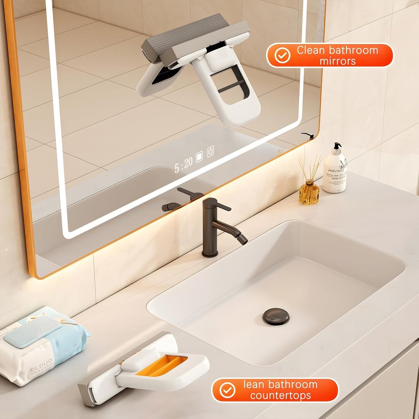 Mini Foldable Desktop Mop – Portable Mini Cleaning Sponge Mop bathroom tiles, and small