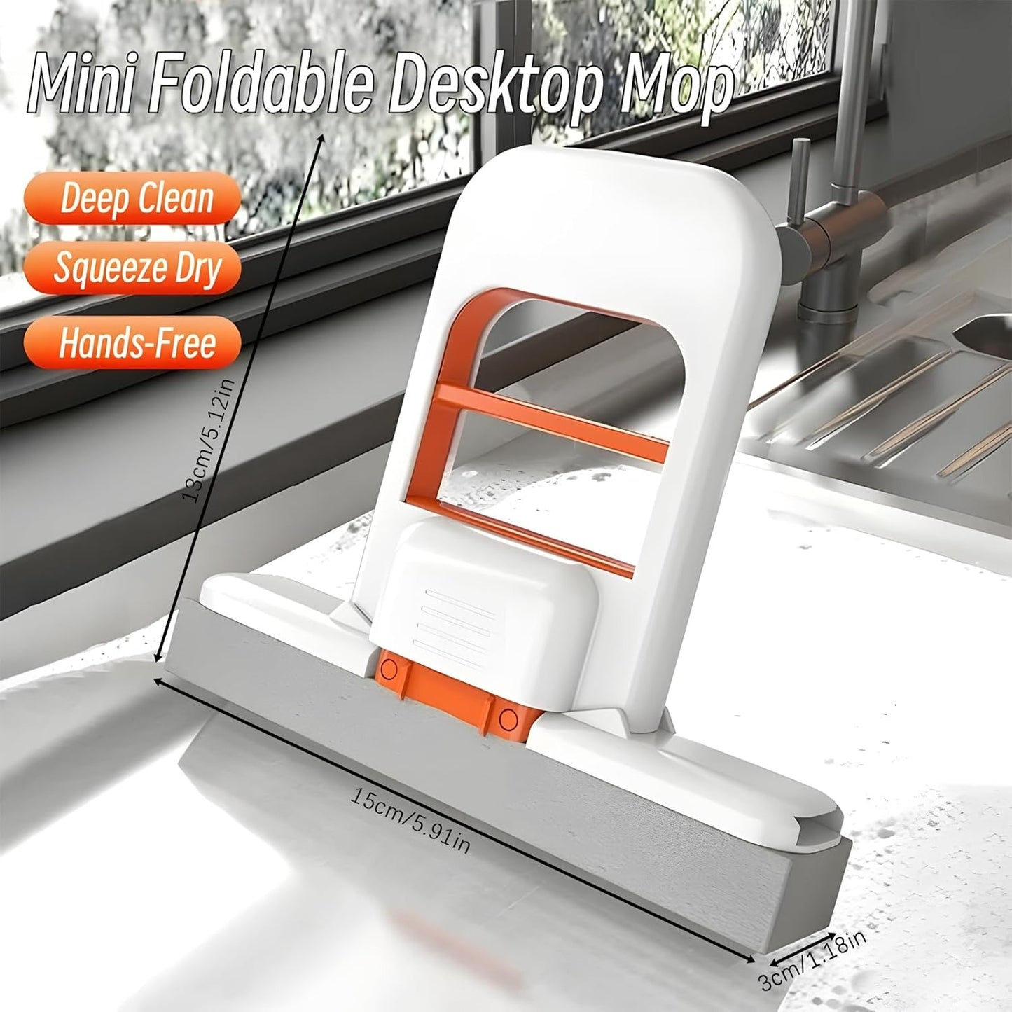 Mini Foldable Desktop Mop – Portable Mini Cleaning Sponge Mop bathroom tiles, and small