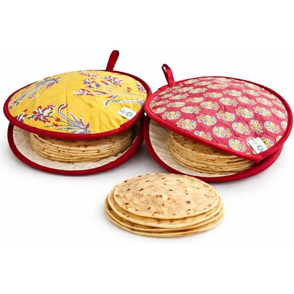 Roti Chapati Cotton Cover Bag With Round Zip Opening Keeps Rotis Fresh And Warm ( Random Design And Colour )