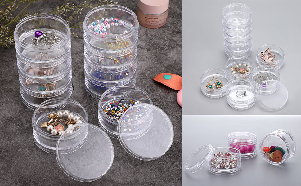 Transparent Co Joined Round Jewelry Makeup Storage Box Container | Bracelet, Earring Round Plastic Organizer