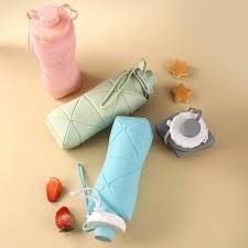 Silicon Foldable Bottle 600ml | Portable Travel Smart Water Bottle | Pocket Size Collapsible Design (Random Color)