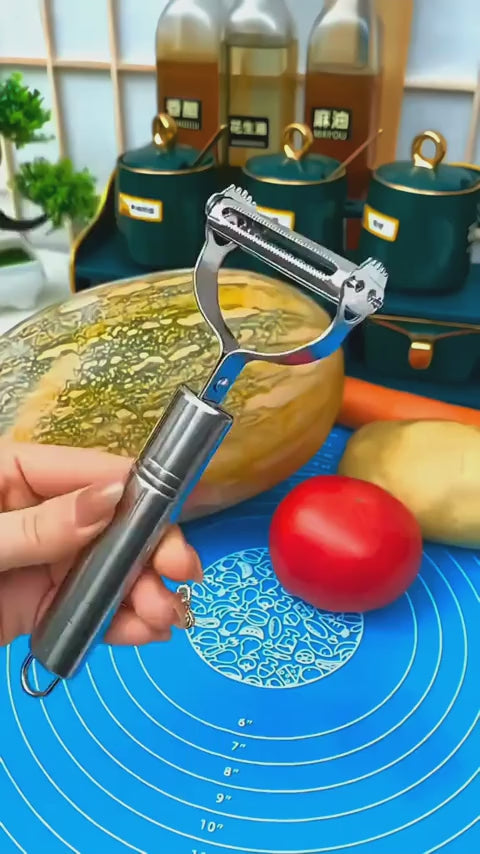 Stainless Steel Multi Peeler – Ergonomic Fruit and Vegetable Peeler with Hanging Hook